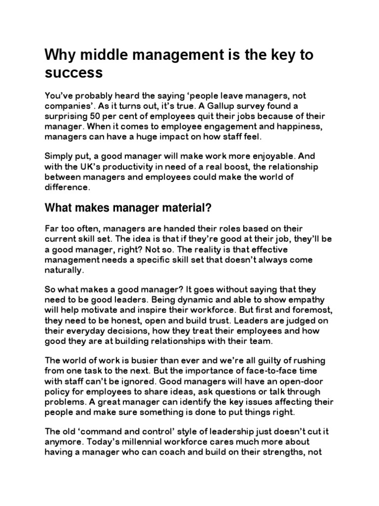 The Crucial Role Of Middle Managers In Organizational Success The Crucial Role Of Middle Managers In Organizational Success